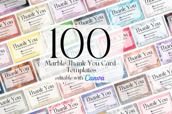 Elevate Your Brand with 100x Thank You Card Marble Templates