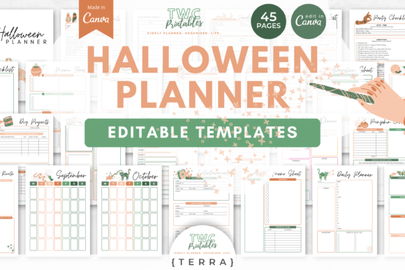 Halloween Planner Canva Templates |TERRA